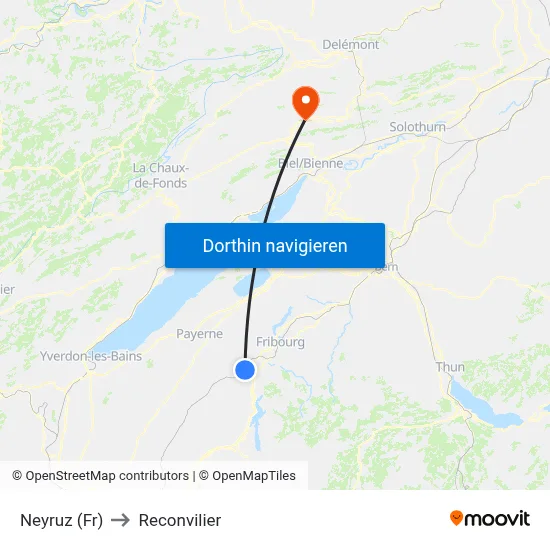 Neyruz (Fr) to Reconvilier map