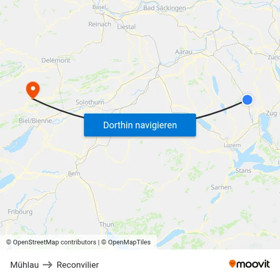 Mühlau to Reconvilier map