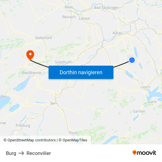 Burg to Reconvilier map