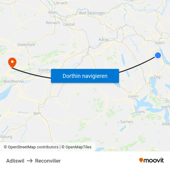 Adliswil to Reconvilier map