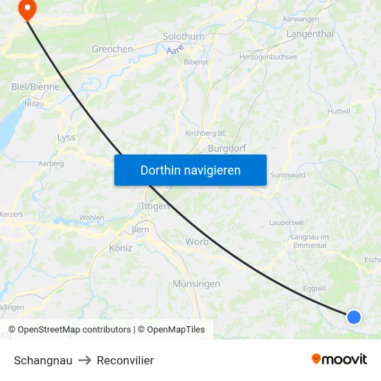 Schangnau to Reconvilier map