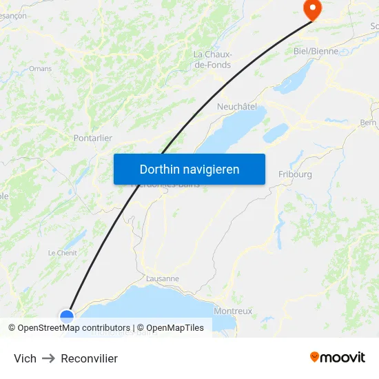 Vich to Reconvilier map