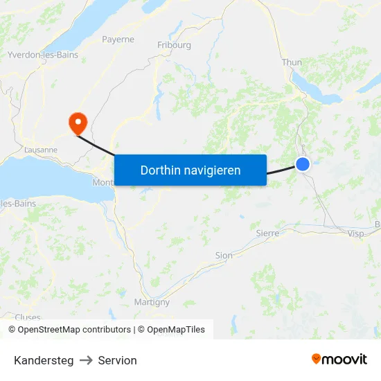 Kandersteg to Servion map