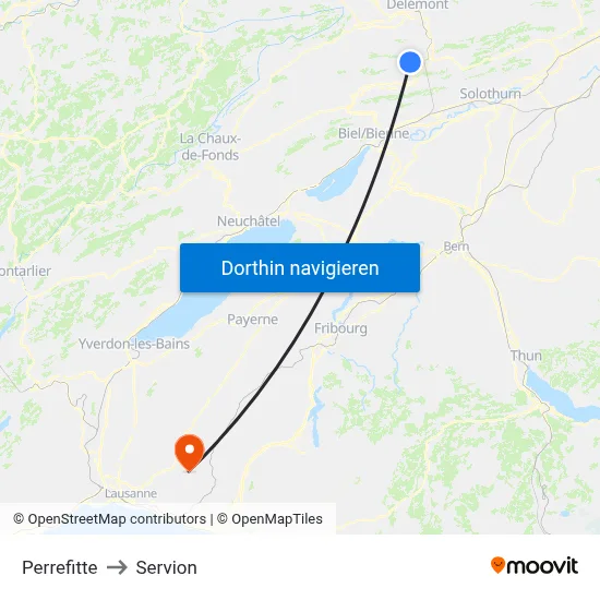 Perrefitte to Servion map
