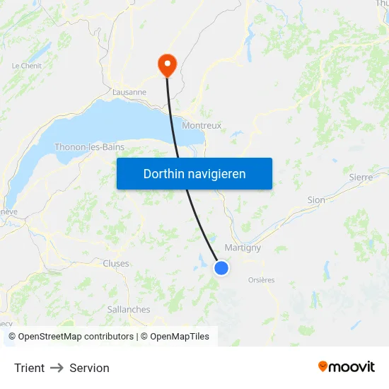 Trient to Servion map