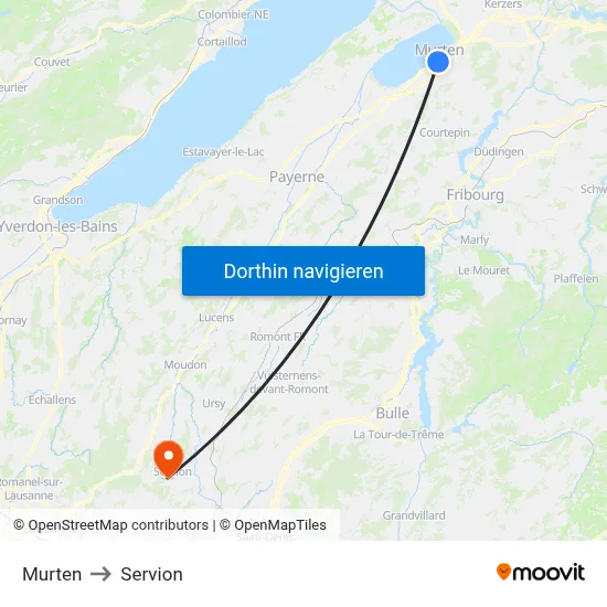 Murten to Servion map