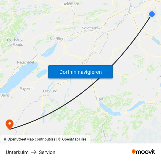 Unterkulm to Servion map
