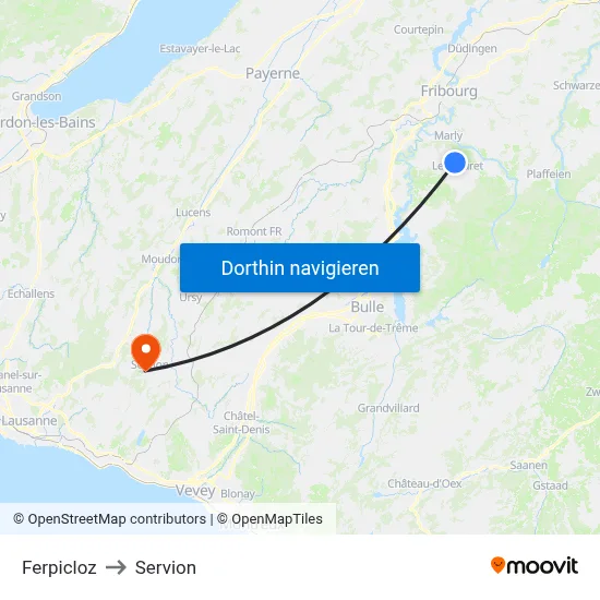 Ferpicloz to Servion map