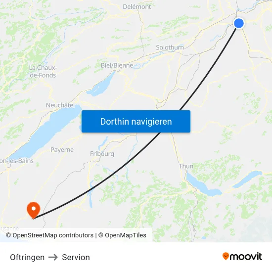 Oftringen to Servion map