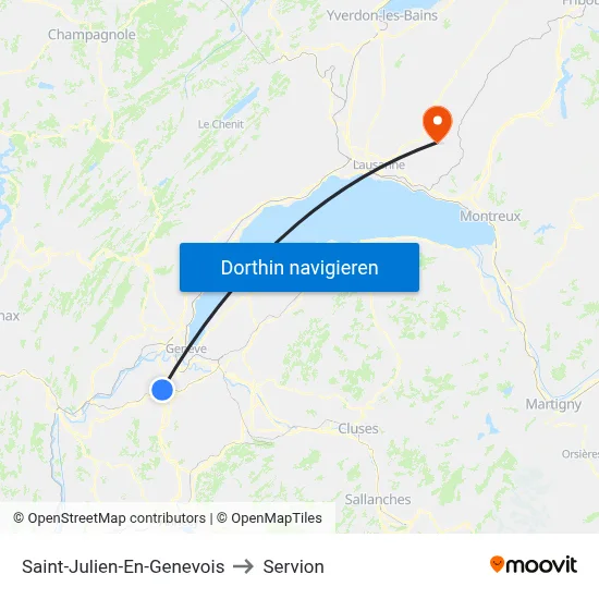 Saint-Julien-En-Genevois to Servion map