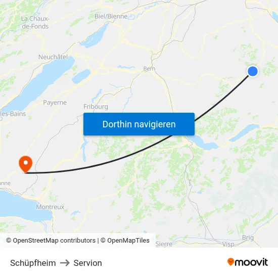 Schüpfheim to Servion map