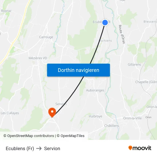 Ecublens (Fr) to Servion map