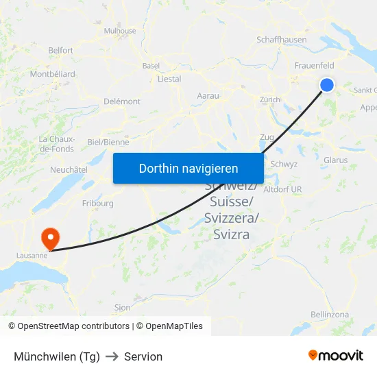 Münchwilen (Tg) to Servion map