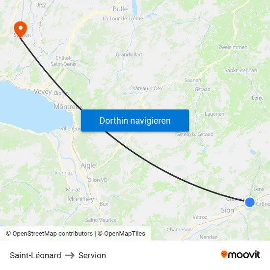 Saint-Léonard to Servion map