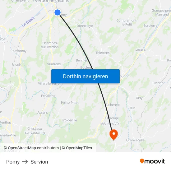 Pomy to Servion map