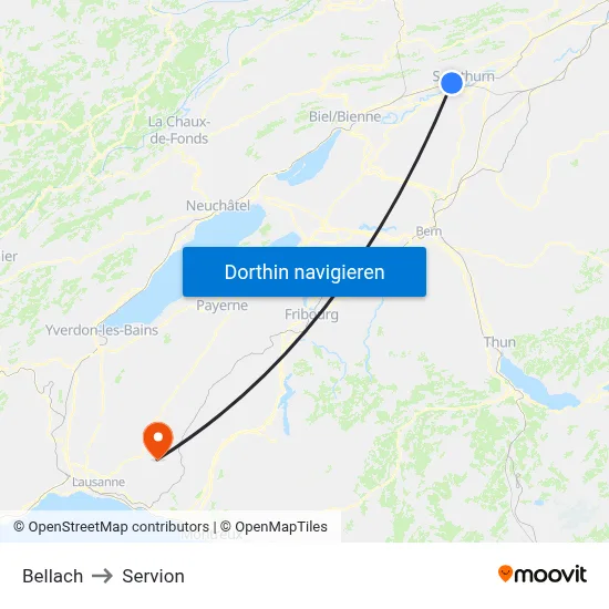 Bellach to Servion map