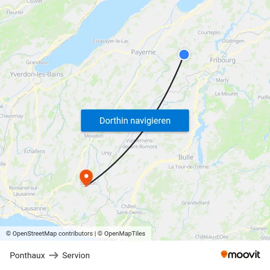 Ponthaux to Servion map