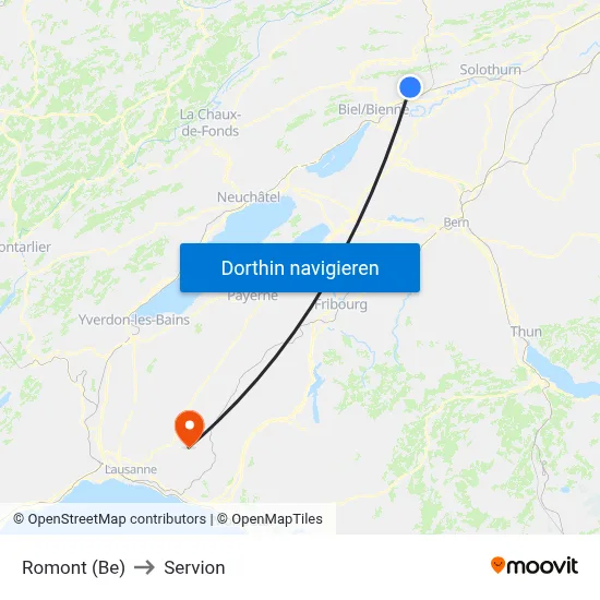 Romont (Be) to Servion map