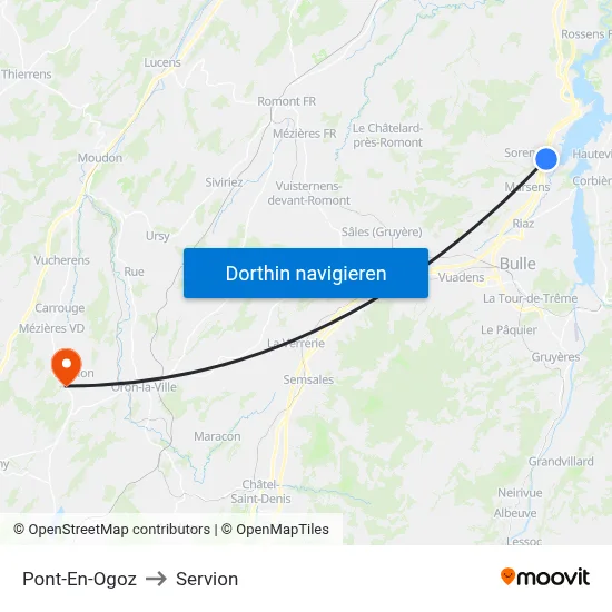 Pont-En-Ogoz to Servion map