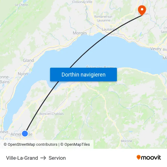 Ville-La-Grand to Servion map