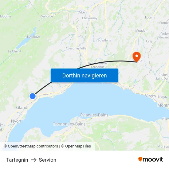 Tartegnin to Servion map