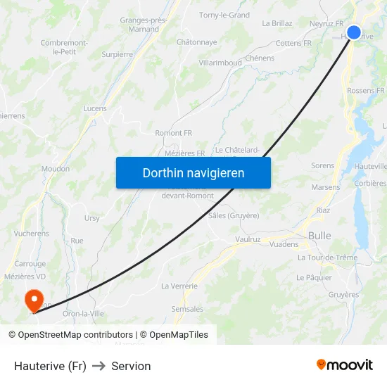 Hauterive (Fr) to Servion map