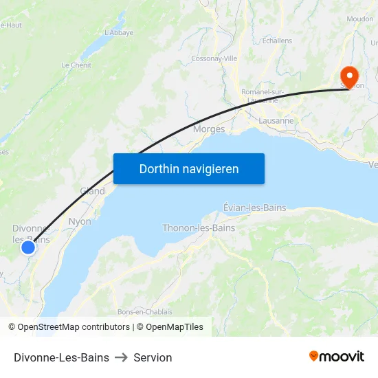 Divonne-Les-Bains to Servion map