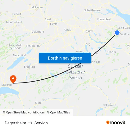 Degersheim to Servion map