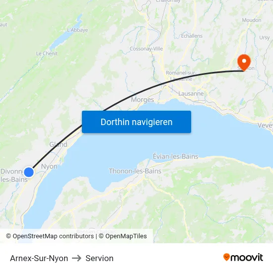 Arnex-Sur-Nyon to Servion map