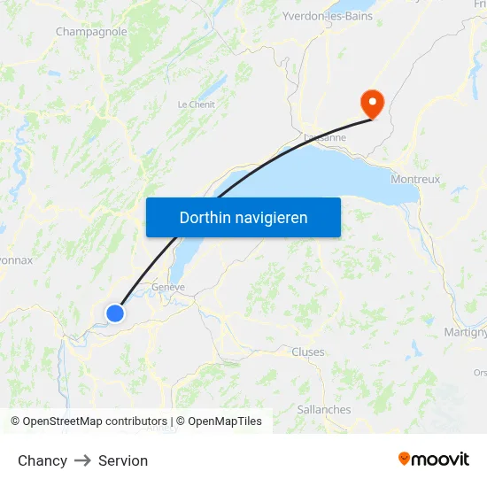 Chancy to Servion map