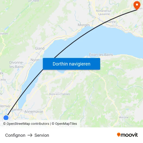 Confignon to Servion map