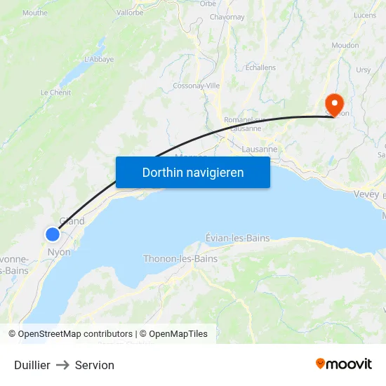 Duillier to Servion map