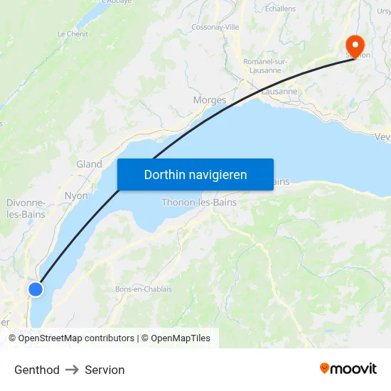 Genthod to Servion map