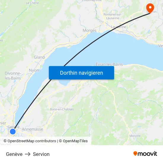 Genève to Servion map