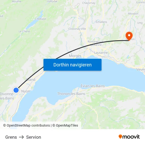 Grens to Servion map