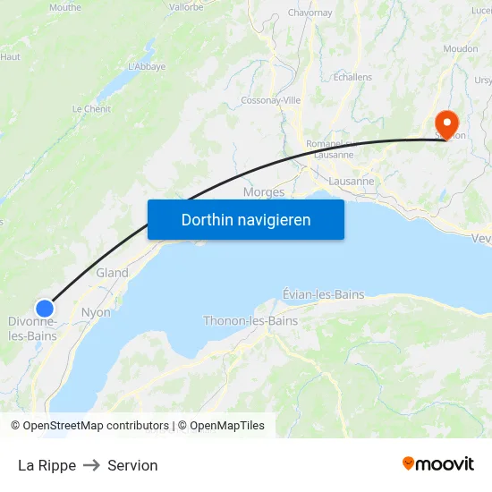 La Rippe to Servion map