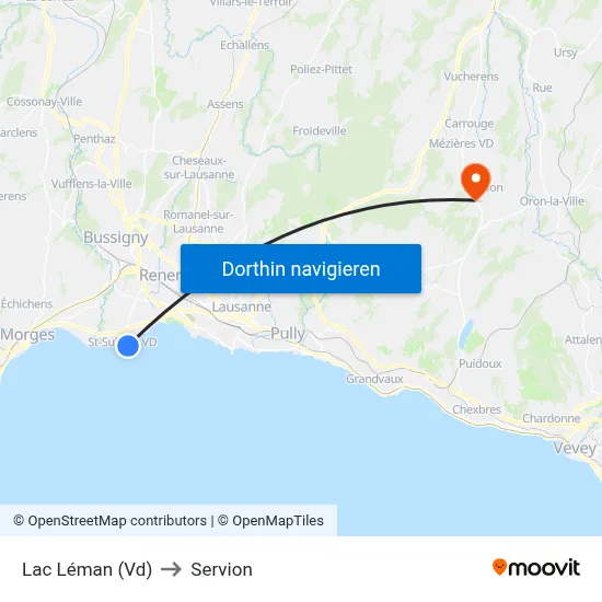 Lac Léman (Vd) to Servion map