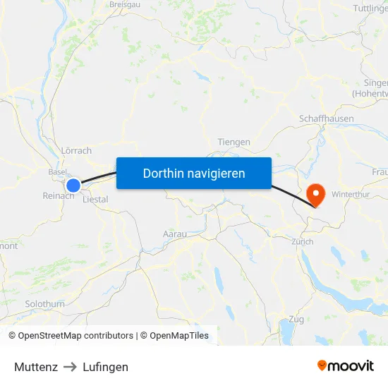 Muttenz to Lufingen map