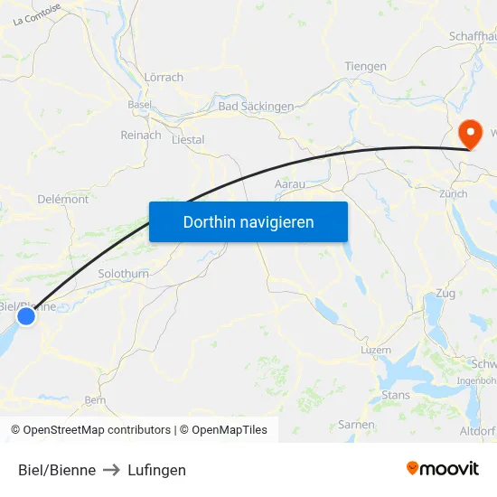 Biel/Bienne to Lufingen map