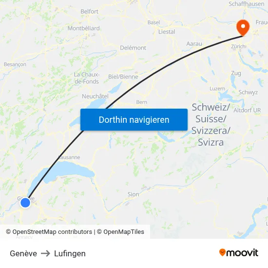 Genève to Lufingen map