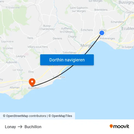 Lonay to Buchillon map