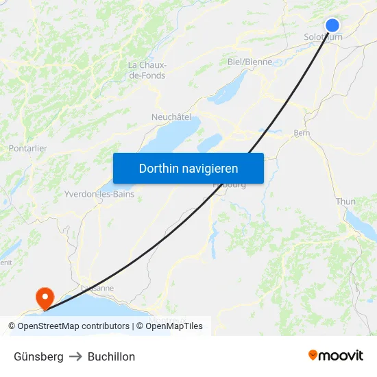 Günsberg to Buchillon map