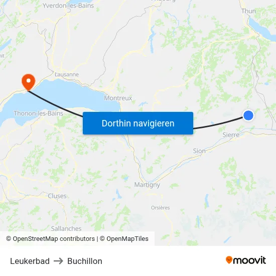 Leukerbad to Buchillon map