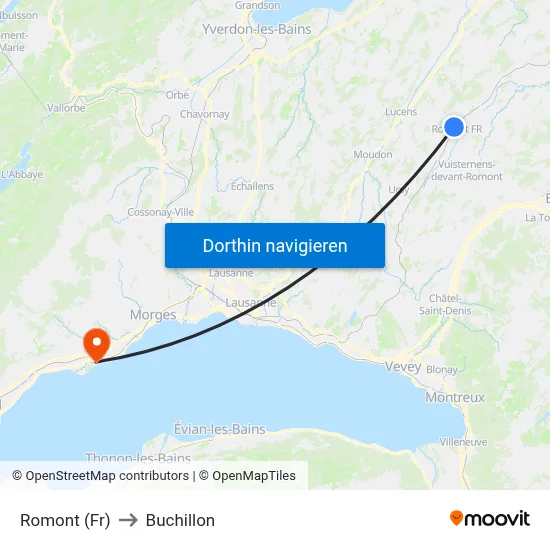 Romont (Fr) to Buchillon map