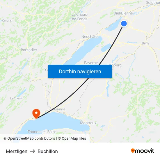 Merzligen to Buchillon map