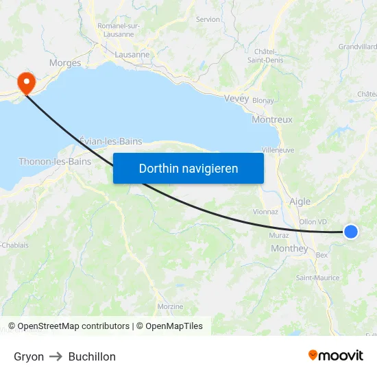 Gryon to Buchillon map
