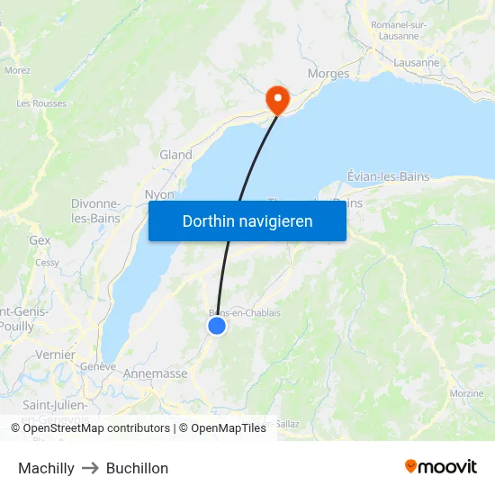 Machilly to Buchillon map