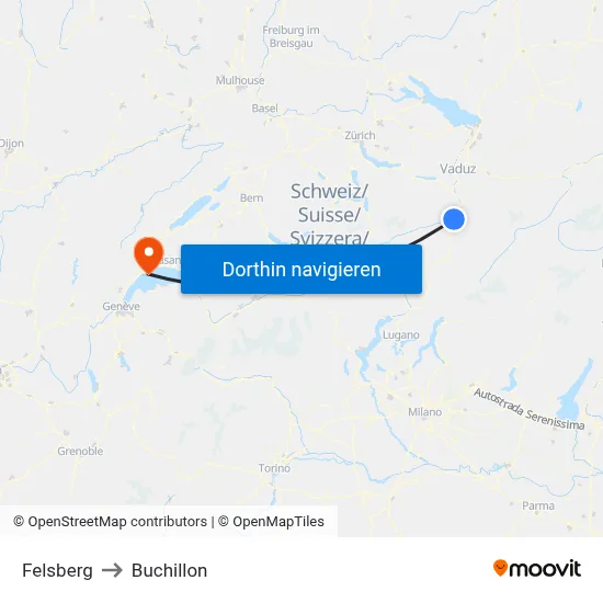 Felsberg to Buchillon map