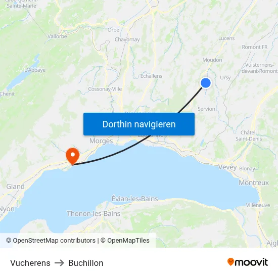 Vucherens to Buchillon map