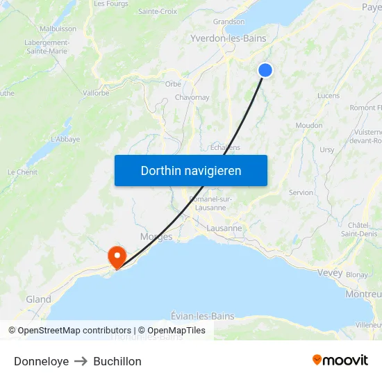 Donneloye to Buchillon map